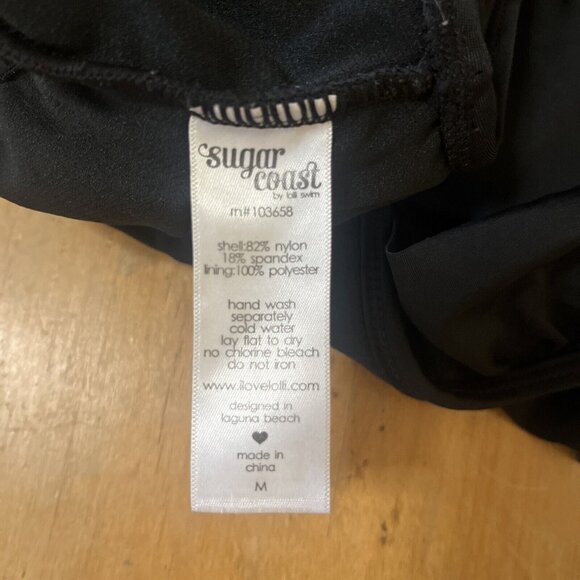 SUGAR COAST by Lolli Swim black Ruffle Scoop Back Swimsuit One Piece size M - Picture 7 of 9